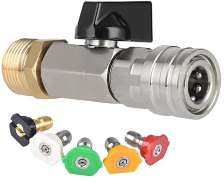 Kquepo Kit de Válvula de Bola para Hidrolavadora con Conector Rápido de 1/4 de Pulgada y M22 de 14 mm para Manguera de Hidrolavadora con Interruptor de Encendido/Apagado y Boquilla.