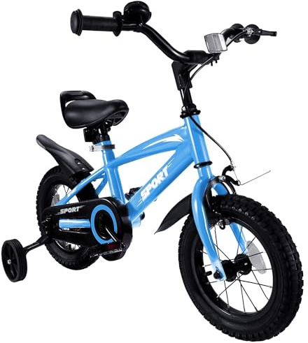 BODIOO Vélo pour Enfant de 12 Pouces avec siège réglable, Double Freins, Roues stabilisatrices, réflecteur et Garde-Boue, Convient aux Cyclistes de 84 à 97 cm (Bleu)