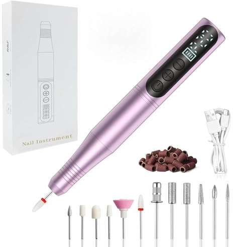 Anluomafuy Torno para Uñas Profesional, Lima Eléctricas Uñas, Portatil Recargable Torno Uñas, Torno sin Cable con Velocidad Ajustable para Manicura y Pedicura, Taladro de Manicura (Púrpura)