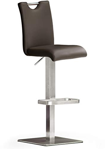 Robas Lund Barhocker Braun Leder mit Lehne Barstuhl drehbar 180 Grad, Hocker höhenverstellbar, BAR.DO