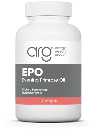 Allergy Research Group EPO - Evening Primrose Oil for Men & Women, for Dry Eyes, Omega-6, GLA Gamma-Linolenic Acid, 500mg Supplement - 120 Count