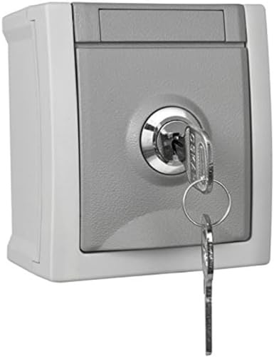 Heitronic Pacific AP/FR Steckdose, 1-Fach, abschließbar, Schließung 6, IP54, grau/dunkelgrau