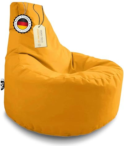 Patchhome Sillón gamer en 2 tamaños diferentes y 25 XXL – 80 cm de diámetro, 30 cm de altura del asiento, 90 cm de altura, color amarillo