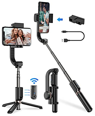 APEXEL Handy Gimbal Bluetooth Selfie Stick mit Stativ und Fernauslöser - Handy Stabilisator für iPhone 13/12/11/XS/X, Samsung Galaxy S/Z/Note,Google Pixel 6/5