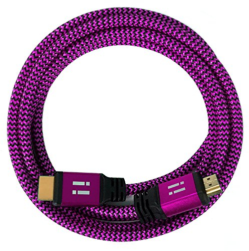 i! - Câble HDMI en nylon de 3 m compatible avec HDMI 2.0 1.4a 3D 4K 2160p UHD Full HD 1080p Ethernet ARC HDR CEC DTS-HD - Rose