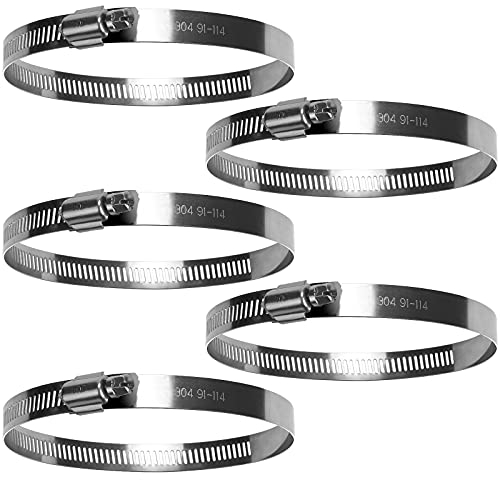 Lot de 5 colliers de serrage 91-114 mm, Clip de tuyau réglables, vis sans fin réglable pour fixer souples durites