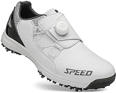 Youngtie Hommes Chaussures Golf imperméable Sneakers Spikes Femmes Outdoor Casual Formation White EU 38