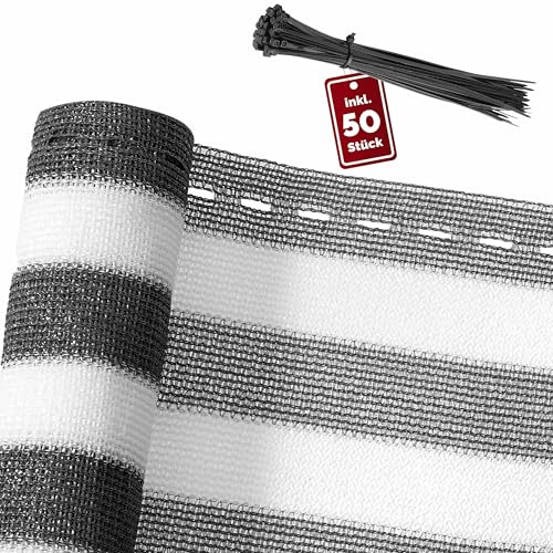 DETEX® Pantalla para Balcón Protectora de Privacidad 1x10m Malla de Sombra Incl. Bridas Protección UV Gris