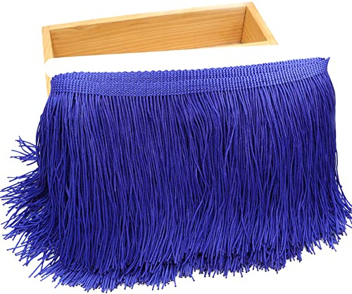 Duories Nastro Decorativo Con Frange Di Seta, 5 Metri, 15 Cm, Per Lavori Di Fai Da Te, Per Lavori Di Abbigliamento, Costumi, Cucito, Decorazione, Blu
