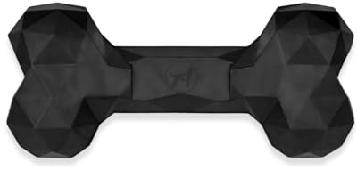 Kauspielzeug für Hunde Kauknochen unzerstörbar: Hundespielzeug gegen Langeweile aus Naturkautschuk für aggressives kauen - befüllbar, robust & gut für die Zahnpflege | Farbe: Schwarz, Größe: S