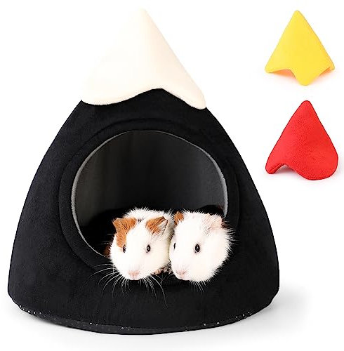 ONEJU Meerschweinchen Haus, Meerschweinchen Bett, teilbares Plüschdach, Kaninchen Haus, Kaninchen Bett, ideales Zubehoer für kleine Haustiere, Berg Form