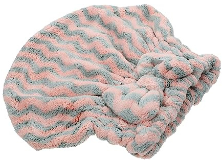 Toyvian 1 bonnet absorbant pour cheveux secs rayés, turban pour femmes, bandeaux à nœud pour filles, serviettes de spa, serviettes en microfibre, bonnets de douche à rayures, bonnets de bain mignons