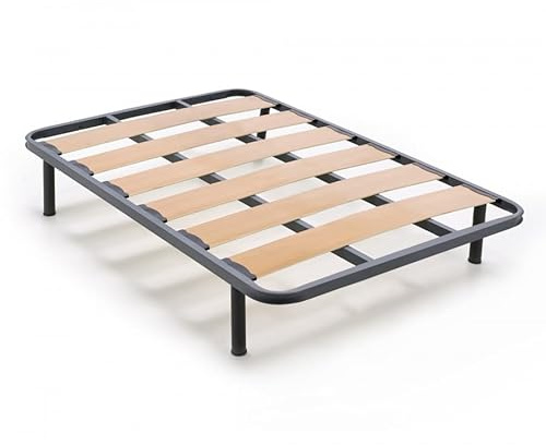 HOGAR24 ES | Somier Lama Ancha de Tubo Acerado 40x30 mm | Lamas de Madera Vaporizada | Incluye Juego de Patas de 25 cm | Medidas: 135x190 cm