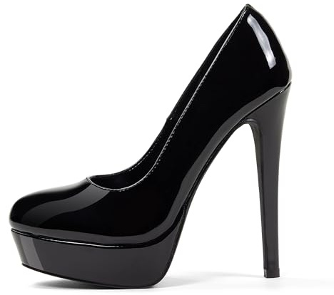 GENSHUO Sexy Black Platform Heels Pumps Women's High Heels Stilettos Slip on Dress Party Wedding Prom Heel Stilettos Pumps Size 7