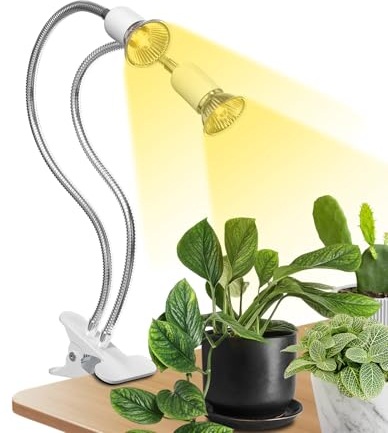 GlowUp Lampenfassung E27 mit Tischklemme, E27 Klemmleuchte led fassung 38 cm, flexibler Hals mit 1,25 m Kabel, Leselampe, Europastecker, Doppelschalter