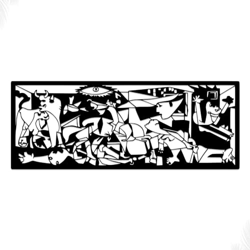 STRACCI GUERNICA - Pintura metálica moderna para salón, decoración de pared de metal negro, decoración moderna de habitación, decoración de dormitorio (45 x 115 cm)