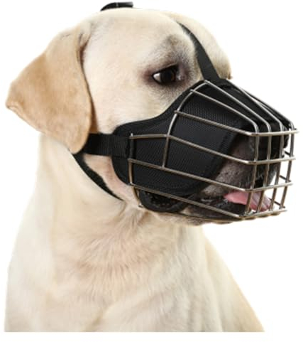 HYHIOTS Maulkorb für mittelgroße und große Hunde, Metall, Pitbull, Drahtkorb für große Rassen, Deutscher Schäferhund, Rottweiler, Cane Corso, Spanischer Mastiff