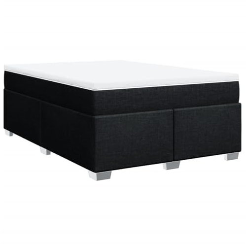 vidaXL Boxspringbett mit Matratze, Bett mit Bettfüße Matratzenauflage, Doppelbett für Schlafzimmer, Polsterbett Bettgestell Lattenrost, Schwarz 140x200cm Stoff