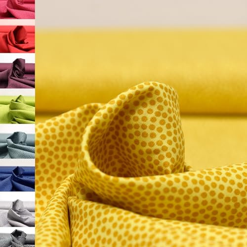 MAGAM-Stoffe Keno Tupfen Baumwollstoff Oeko-Tex Meterware 50cm (01. Gelb)