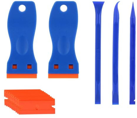 Multipurpose Plastic Scraper Non-Scratch Scraper Tool Kits Window Glass Paint Scraper Car Sticker Remover with 10 Plastic Razor Blade & 3 Pick Tools