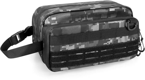 Prokva Neceser de viaje para hombre, bolsa de higiene táctica, kit de afeitado, organizador de artículos de tocador, kit de dosificación con gran capacidad (solo bolsa vacía), Digital negro.