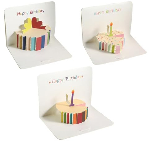 Fc'Noqgn Tarjeta Cumpleaños 3D Pastel Pop-up & Diseño Regalos - Para Mujeres, Hombres y Todas las Edades (14 x 10,3 cm + Sobres Kraft)