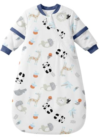 MIKAFEN Babysovsäck 3,5 TOG LåNgäRmad, Avtagbara äRmar, 24‑36 MåNader | 100% Bomull, Rymlig Nederdel FöR Aktiva Bebisar, TvåVäGsdragkedja, Perfekt FöR Vinter, Panda