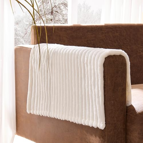 Meider 100% Waterproof Couch Arm Covers 2pcs, Fuzzy Chair Arm Covers Thick Soft Recliner Chair Armrest Protectors, Non-Slip Couch Armrest Cover Pet mats for Sofa (White, 22 x 22 2 Pack)