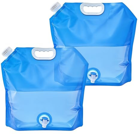 OFXCEN 10L Foldable Water Bag, 2 PCS Collapsible Water Container Outdoor Camping Car Water Carrier Containers for Hiking Picnics BBQ Drinking Travel (41x38 cm)
