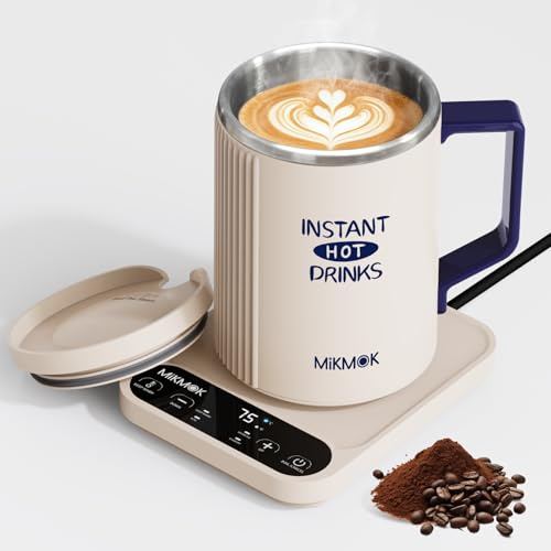 MIKMOK Taza calentadora eléctrica 400ml 300W Acero 304