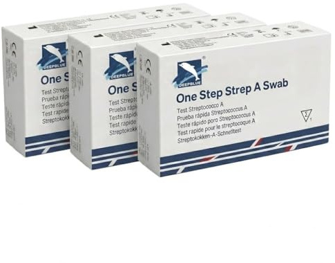 Test Streptococco A Rapido | Tamponi Faringei Risultato in 10 Minuti | Per Adulti e Bambini, Kit Completo CE | 3 TEST
