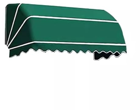 Infällbart böjt nät – vattentätt, hopfällbart utomhus baldakin för däck, balkong och fönster, eleganta vita ränder och grön, hållbar polyester, kompakt storlek (0,7 x 0,5 x 0,5 m)