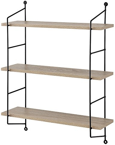 [en.casa] Étagère Murale à 3 Niveaux Meuble de Rangement avec 3 Tablettes au Style Industriel Acier MDF PVC 48 x 15 x 64 cm Aspect Bois