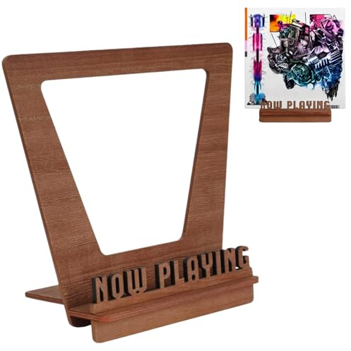 Aikyam Records Now Playing Vinyl Stand - 3D Retro Holder for LP Vinyl Records - Wooden Turntable Accessory - Gift Ideas - Album Display Stand