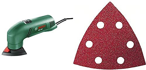 Bosch Deltaschleifer PDA 180 (im Karton) + 10tlg. Holz und Metall für Multifunktionswerkzeuge Starlock (Körnung 60/80/120/180/240)