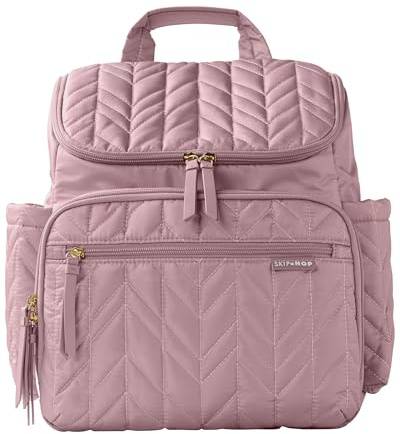 Skip Hop Wickeltaschen-Rucksack: Forma, multifunktionale Baby-Reisetasche mit Wickelunterlage und Kinderwagen-Befestigung, Mauve Mist
