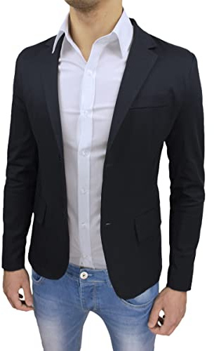 Evoga Giacca Uomo Slim Fit in Cotone Blazer Formale Elegante Casual Aderente (M, Nero)