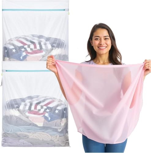 Set di 6 reti portabiancheria XXL di alta qualità, 60 x 90 cm, grande – rete per lavatrice, sacco portabiancheria in diverse misure, sacco e sacchetto per la biancheria con chiusura lampo