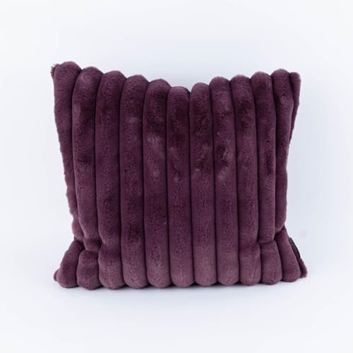 MAGMA Raya Kissenhülle/Kissenbezug aus Fellimitat - 100% Polyester, bis 30 Grad waschbar, 45x45cm, aubergine