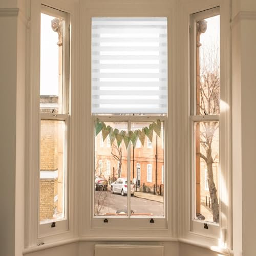 Doppelrollo ohne Bohren 90 x 220 cm Sonnenschutz & Sichtschutz Duo Rollo Klemmrollo mit Klemmträger für Tür & Fenster, Weiß