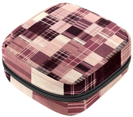 Borsa mestruale,Sacchetto di immagazzinaggio del tovagliolo sanitario,Viola Rosa Plaid Retro,Porta tamponi per borsa