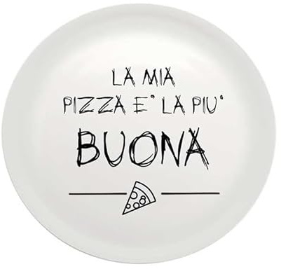 1 Pezzo Piatto Pizza in Melamina con Frasi 33 cm 6 Decori