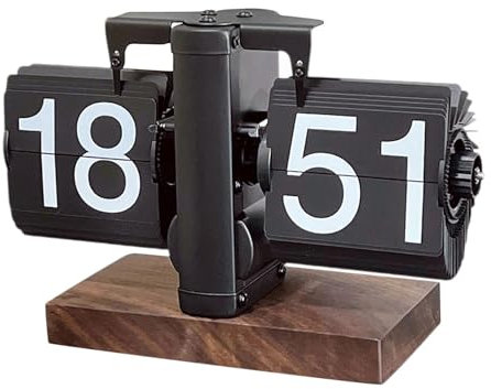 perfk Orologio da Tavolo a Fogli mobili, Orologio con Rotazione Automatica delle Pagine, Orologio a Fogli mobili retrò, Orologio da Tavolo, Orologio a Fogli, Tutto Nero 24 Ore su 24