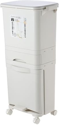 PIPOEI Cestino per la Spazzatura da Cucina, Cestino per Il Riciclaggio 3 in 1 con Pedale, Ruote e cassetto, Pedale per Bagno, Camera da Letto, Cucina, Ufficio, Servizi igienici 3 Layer