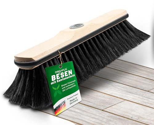 ORGAFLIX Premium Besen ohne Stiel Rosshaar mit Kantenschutz 28cm, extra staubbindend durch hochwertige Rosshaarmischung, Zimmerbesen, Kehrbesen ohne Besenstiel, Rosshaarbesen, Made in Germany