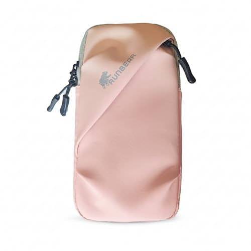 *FRÜHLINGS Promo* RunBear Sportarmband Mit Kopfhörer Tasche Sportarmband Handytasche Sport für iPhone 17 Pro Max/16 Pro Max/15 Pro/14/13 Pro/12 Plus, Xiaomi, Galaxy Handyhülle Running Armband (Pink)