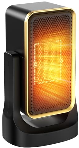 Stufetta Elettrica Basso Consumo Ninonly Stufetta Elettrica da Bagno con Termostato Direzione di Riscaldamento Regolabile a 45°Riscaldatore in Ceramica PTC Ultra Silenzioso per Ufficio, Casa, Stanza