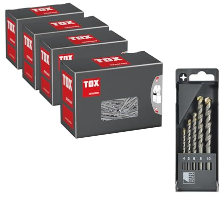 TOX Set Barracuda spécial pour brique pleine et béton + vis, incl. foret pierre (5 pcs.), 013909011