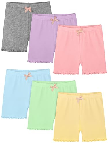 Ruisita 6 Packs Toddler and Girls Ruffled Shorts Kids Bike Cartwheel Shorts Under Dress Dance Short