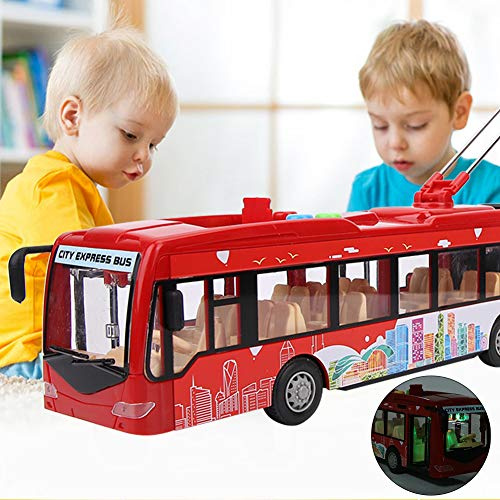 Gugxiom Elektronisk Inertia-leksaksbuss för, Pedagogisk Trafikmodell, med Coolt Ljus och Musik, Lämplig för Under 14 år
